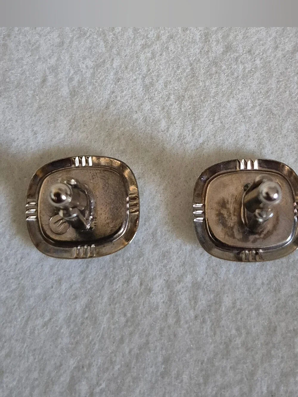 Vintage Cufflinks with Black Lucite and Rhinestone Silver Tone